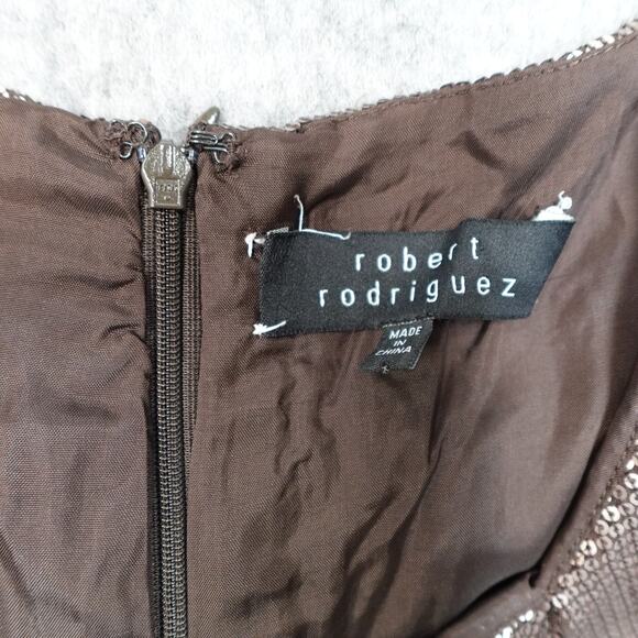Robert Rodriguez Dress Womens XS? Sequin Mini Sleeveless Shift Brown - Picture 2 of 7